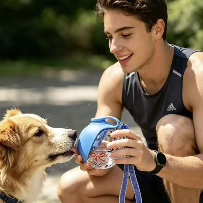 Portable Pet Water Dispenser – Dog Walking Bottle with Foldable Silicone Bowl