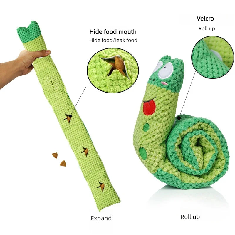 Dog Puzzle Feeder Plush Toy – Durable Snail-Shaped Interactive Pet Toy