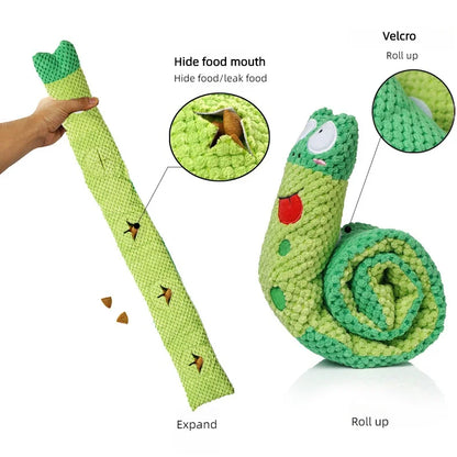 Dog Puzzle Feeder Plush Toy – Durable Snail-Shaped Interactive Pet Toy