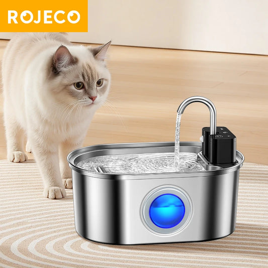 ROJECO 3.2L Automatic Pet Water Fountain – Wireless Smart Dispenser with 4000mAh Rechargeable Battery