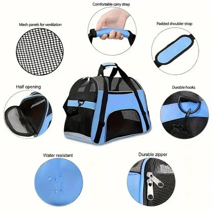 Breathable Mesh Pet Transport Bag for Cats & Small Dogs – Portable Foldable Carrier