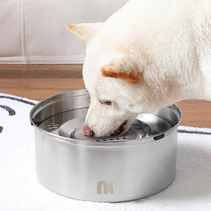 1L No Spill Dog Water Bowl, Stainless Steel Slow Feeder, Anti-Splash