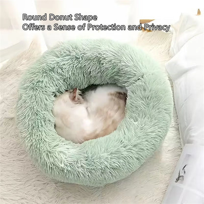 Soft Round Pet Bed – Warm Plush Donut Bed for Small & Medium Pets