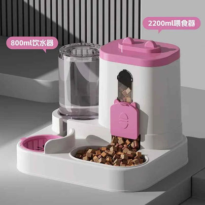 Cat Bowl Automatic Feeder with Spill Proof Design with Water Fountain Pet Food Dispenser for Small Medium Large Cats Dogs