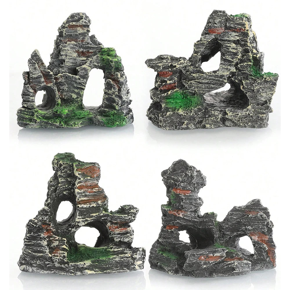 Fish Tank Resin Cave Ornament – Rockery Decoration for Aquarium Landscaping