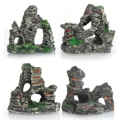 Fish Tank Resin Cave Ornament – Rockery Decoration for Aquarium Landscaping