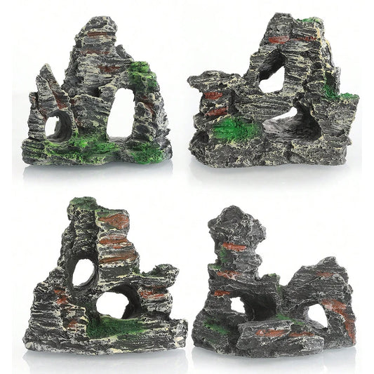 Fish Tank Resin Cave Ornament – Rockery Decoration for Aquarium Landscaping