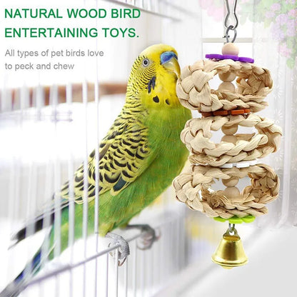 Bird Training Toy Set – 1/8PCS Wooden Swing & Chew Toys for Parrots