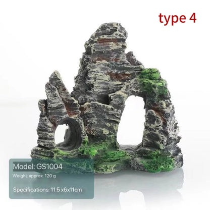 Fish Tank Resin Cave Ornament – Rockery Decoration for Aquarium Landscaping