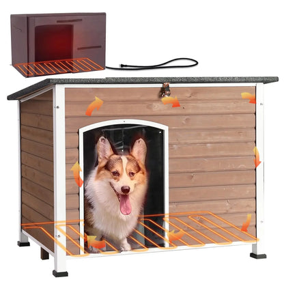 Outdoor Insulated Dog Shelter – Heated Doghouse with Metal Anti-Chew Frame