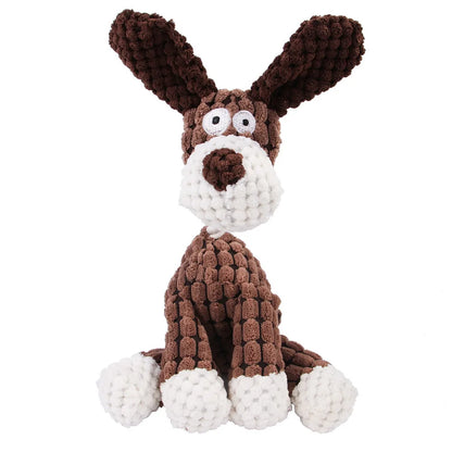 Plush Monkey & Pig Dog Toy – Corduroy Squeaky Chew Toy for Large Dogs