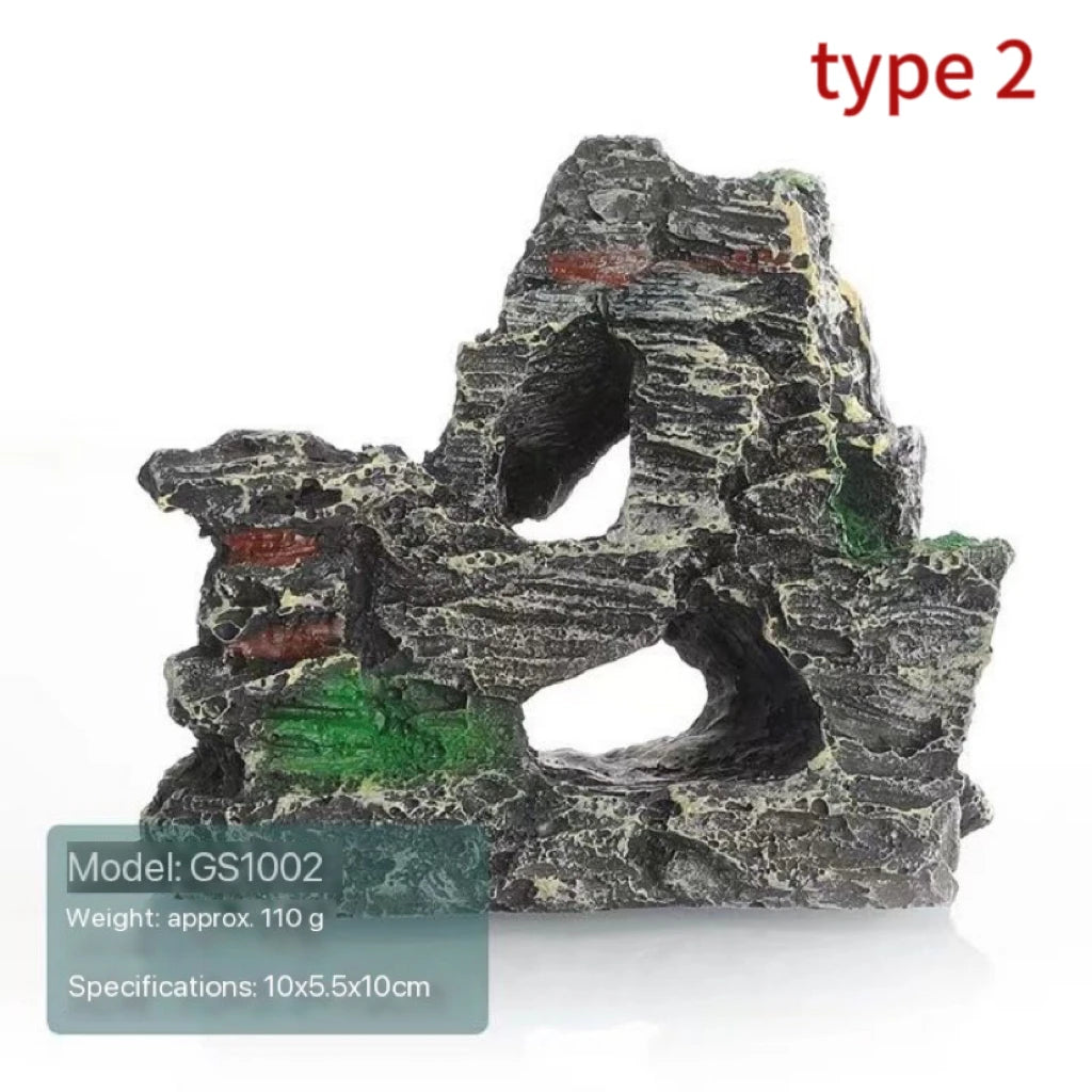 Fish Tank Resin Cave Ornament – Rockery Decoration for Aquarium Landscaping