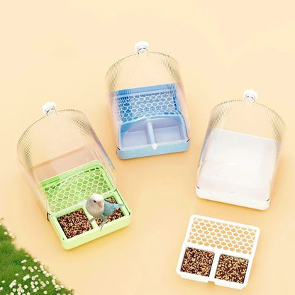 Transparent Bird Bath Cage Splash Proof Food Holder Box Bird Birdbath Feeder Bottom Drawer Screw Hooks Parrot Shower Box