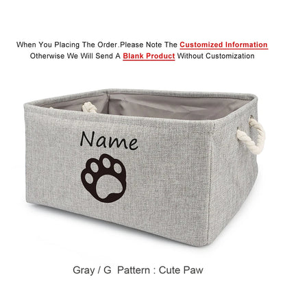 Custom Pet Storage Box – Dog Paw Basket for Toys, Clothes & Accessories