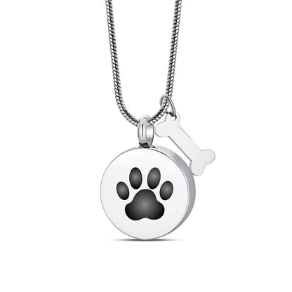 Stainless Steel Ashes Necklace – Custom Paw Print Cremation Keepsake Jewelry