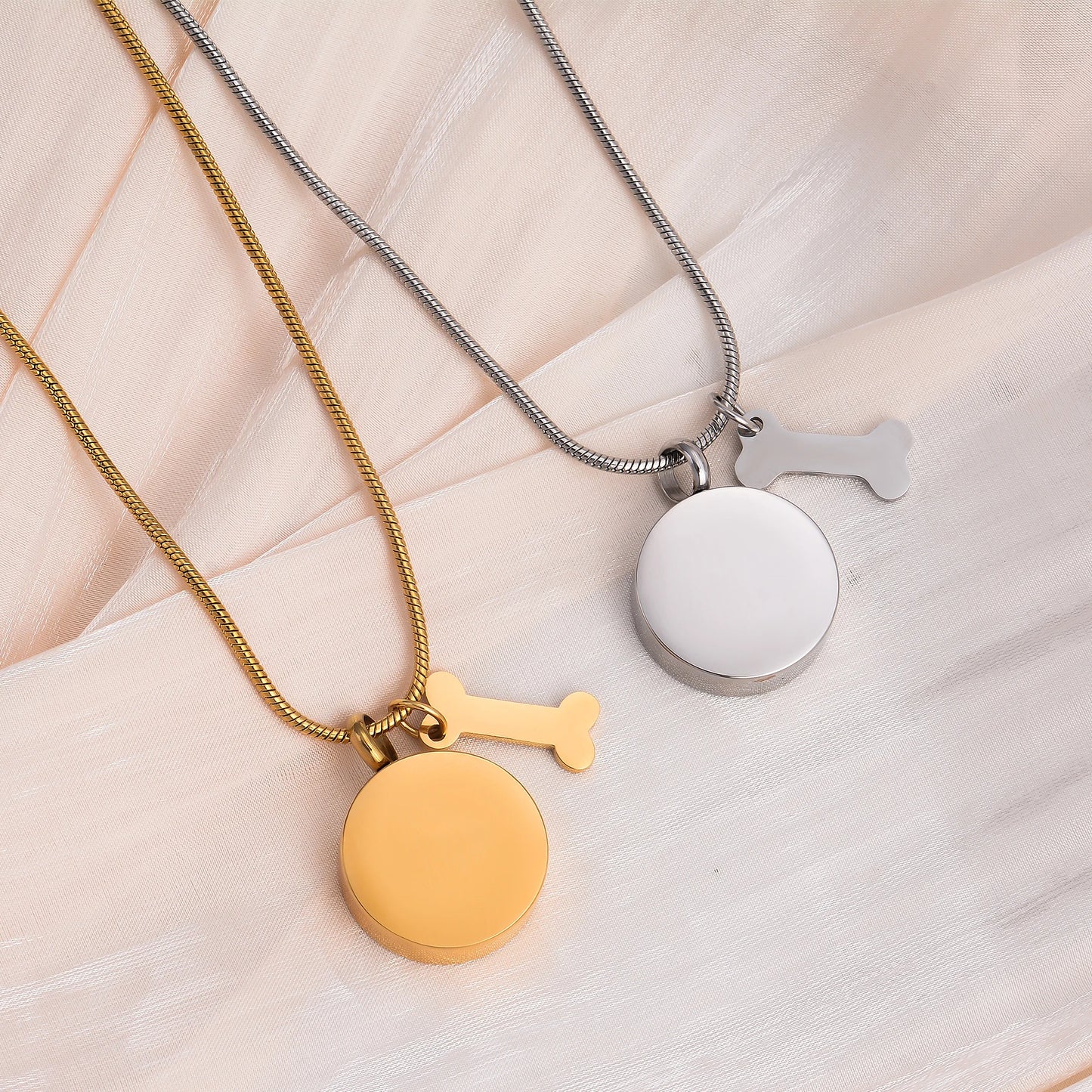 Stainless Steel Ashes Necklace – Custom Paw Print Cremation Keepsake Jewelry