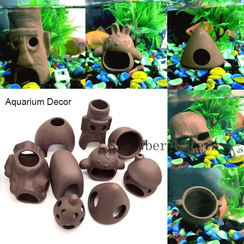 Ceramic Fish Tank Cave – Simulation Stone Hideout for Fish, Shrimp & Crayfish