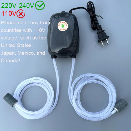 Aquarium Oxygen Air Pump Fish Tank Compressor Ultra Silent Oxygenator Bubble Aerator Portable Aquarium Accessories 220V 3W 5W