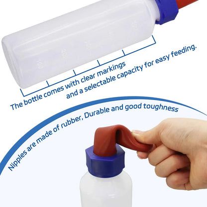 1/2PCS 500ml/1000ml Sheep Lamb Bottle Calf Piglet Feeding Bottle Calf Milk Feeder Bottle with Nipple Farm Animals Feeding