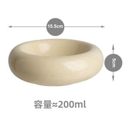 Non-Slip Ceramic Pet Bowl – Cute Donut-Shaped Cat Snack & Food Dish