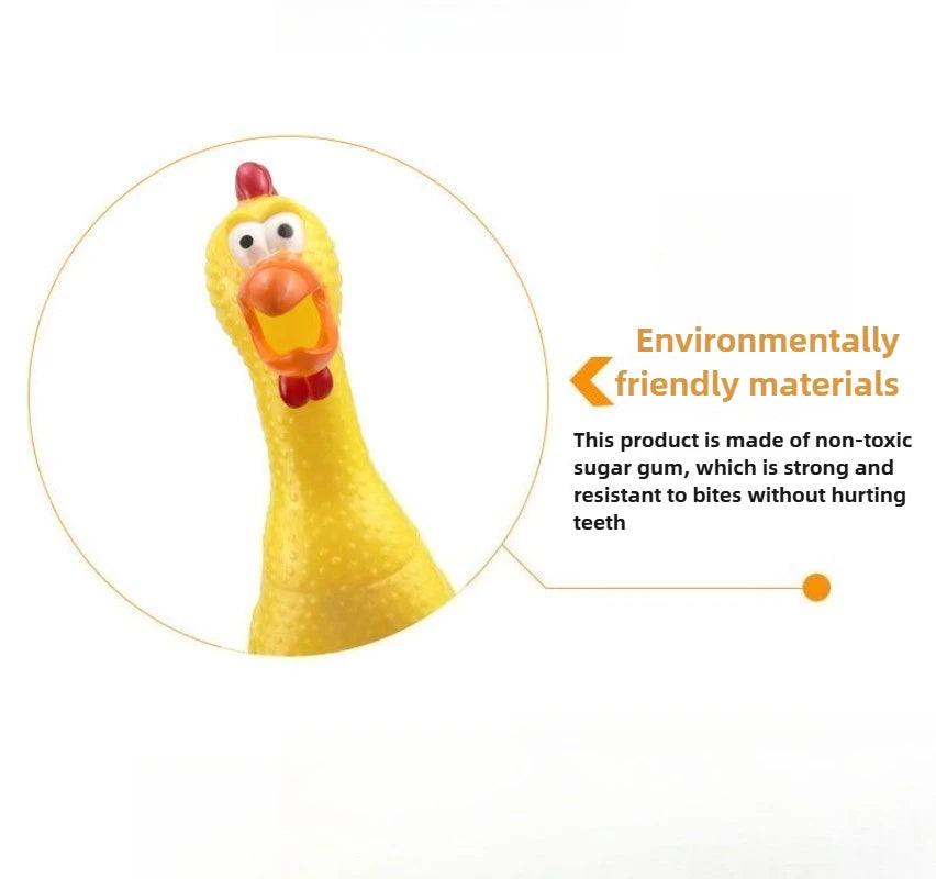 Rubber Screaming Chicken Dog Toy – Durable Squeaky Toy for Small & Large Dogs