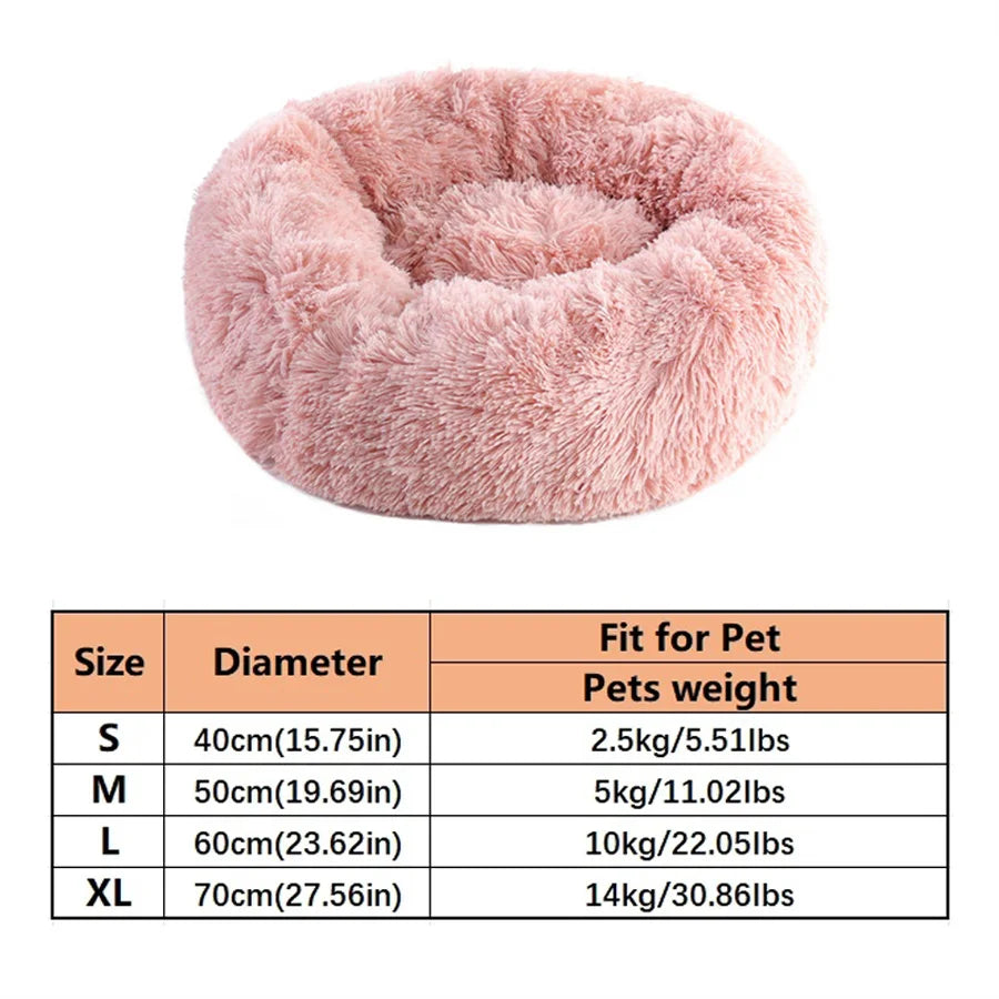 Soft Round Pet Bed – Warm Plush Donut Bed for Small & Medium Pets