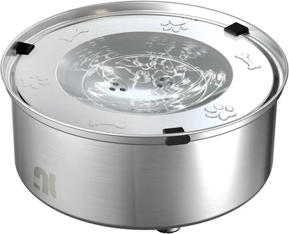1L No Spill Dog Water Bowl, Stainless Steel Slow Feeder, Anti-Splash