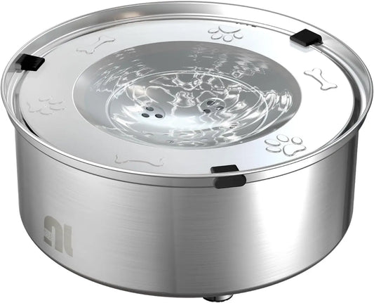 1L No Spill Dog Water Bowl, Stainless Steel Slow Feeder, Anti-Splash