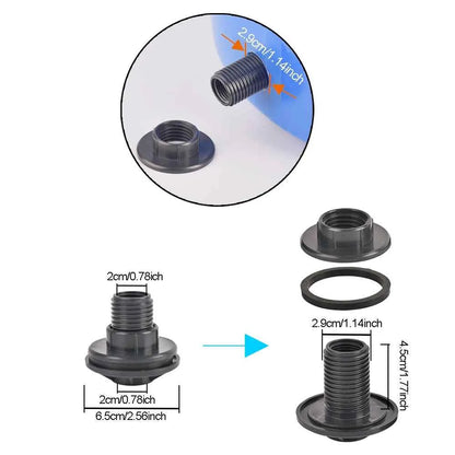 Copper Alloy Faucet with Partition Accessories, PVC Rain Barrel Spigot Kit for Aquarium and Livestock  Drainage Adapter