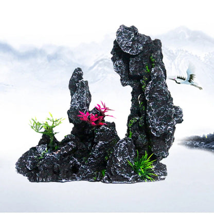 Fish Tank Rockery Ornament – Resin Mountain & Tree Aquascape Decor