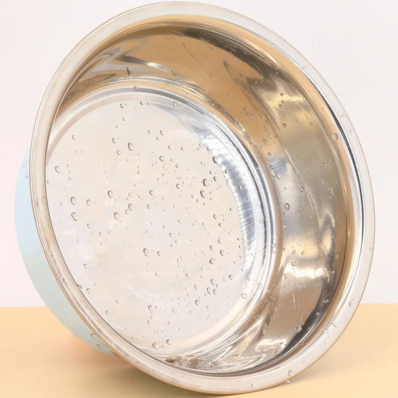 Stainless steel footprint dog bowl anti-tip non-slip cat bowl dog bowl cute cartoon pet Supplies feeding and drinking water bowl