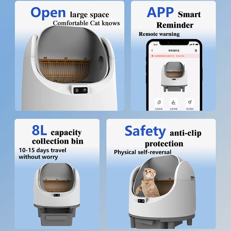 BOOTEELY Self-Cleaning Litter Box – Smart Open-Top Cat Toilet with Odor Reduction Features