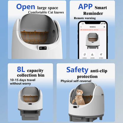 BOOTEELY Self-Cleaning Litter Box – Smart Open-Top Cat Toilet with Odor Reduction Features