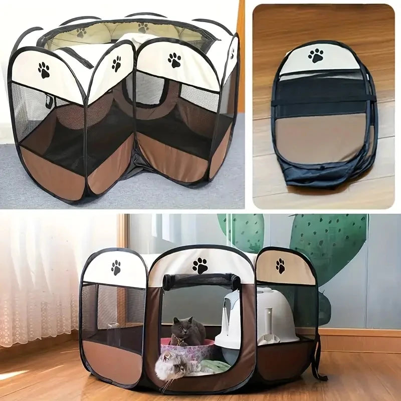 Cat maternity room octagonal pet fence Oxford cloth waterproof and scratch-resistant foldable pet tent cat nest kennel