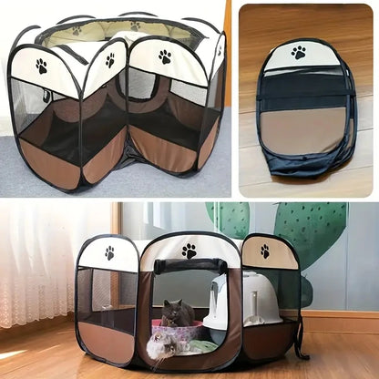 Cat maternity room octagonal pet fence Oxford cloth waterproof and scratch-resistant foldable pet tent cat nest kennel