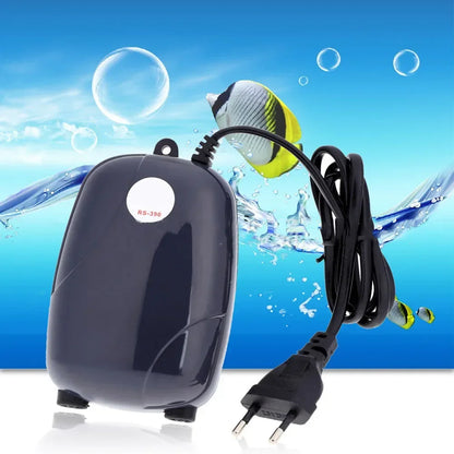 Fish Tank Air Compressor – Mini Single/Double Outlet Oxygen Pump with Accessories (3W/5W)