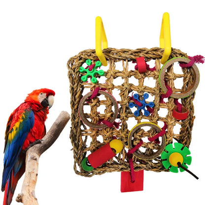 Bird Training Toy Set – 1/8PCS Wooden Swing & Chew Toys for Parrots