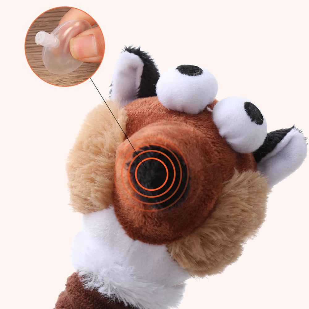 Cartoon Long Neck Small Dog Toy Puppy Duck Rabbit Fox Soft Plush Chew Pet Squeaky Toy