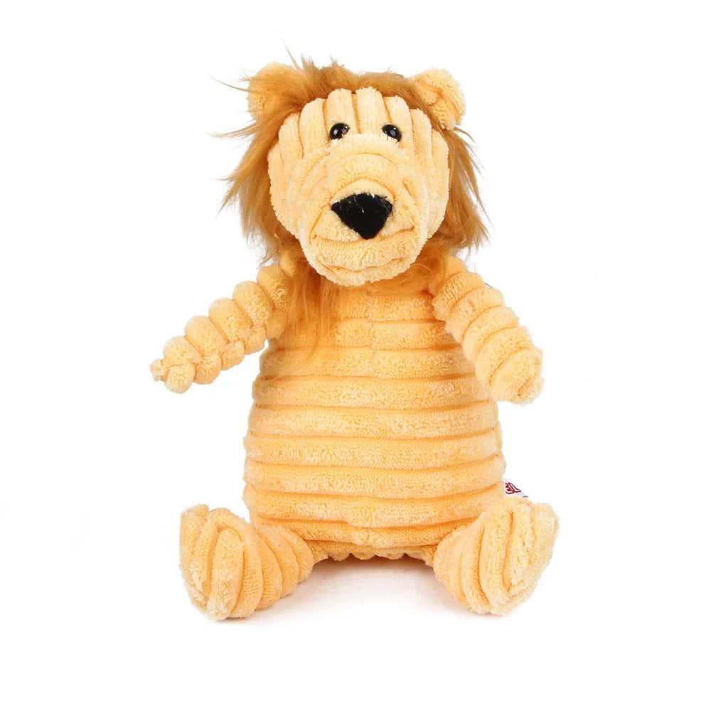 Plush Monkey & Pig Dog Toy – Corduroy Squeaky Chew Toy for Large Dogs