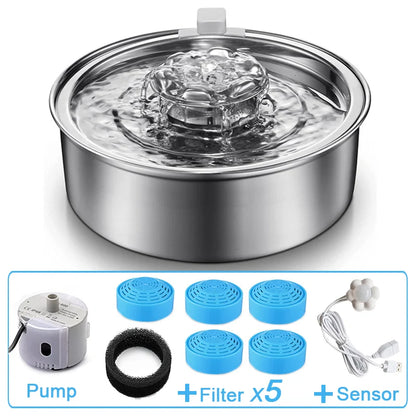 Automatic Stainless Steel Cat & Dog Water Fountain – Sensor Pet Water Dispenser