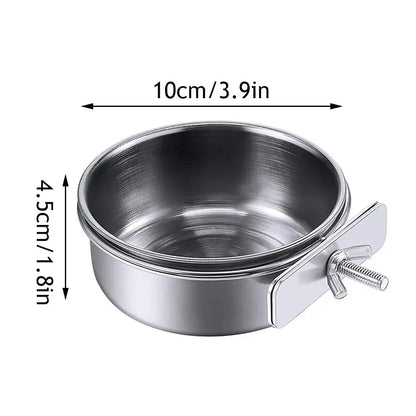 Stainless Steel Bird Bowls Parrot Feeding Bowl Cage Cup Hanging Bowl Clamp-on Water Drinker Pet Food Dish Parrot