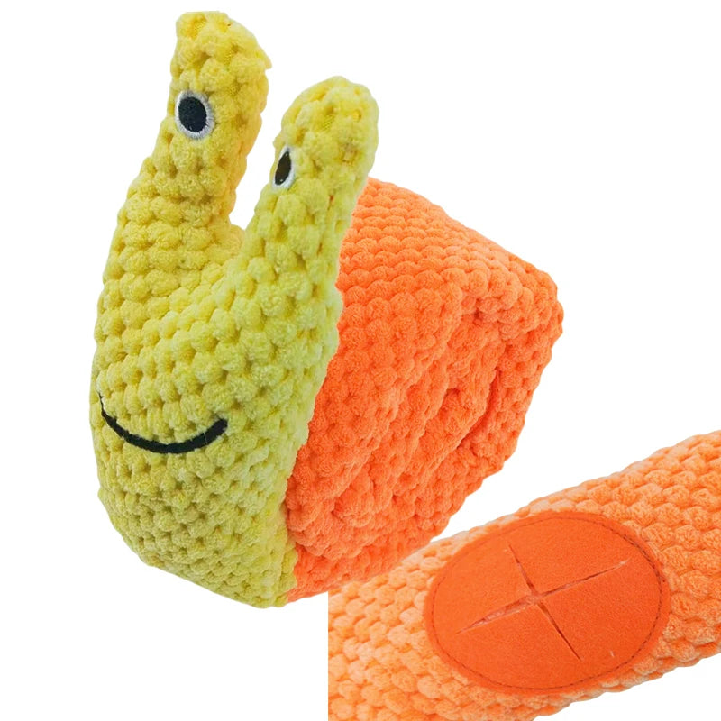 Dog Puzzle Feeder Plush Toy – Durable Snail-Shaped Interactive Pet Toy