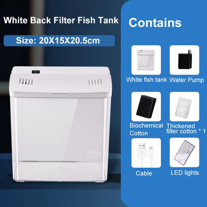 Desktop Goldfish Tank – Mini Aquarium with Back Filter Circulation System