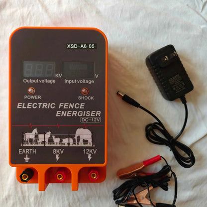5-10KM Electric Fence Energizer 2.5 Joule With LCD Display 12V Energizer Controller for Farm Livestock Cows Cattle Horse
