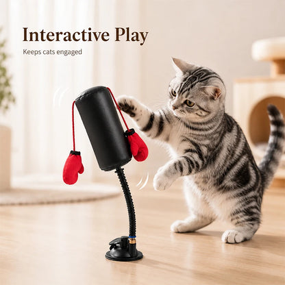 Indoor Cat Punching Bag – Interactive Boxing Toy with Dangling Gloves