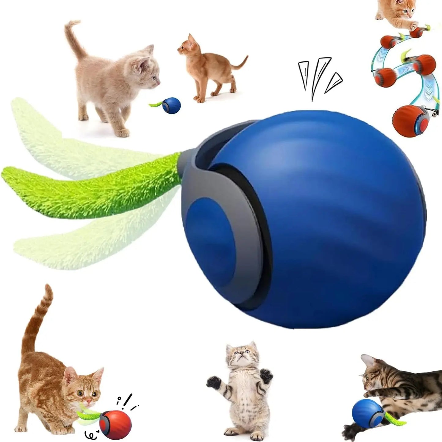 Speedy Tail 2.0 Electric Cat Toy – Automatic Rolling Ball with Dual Speed Modes