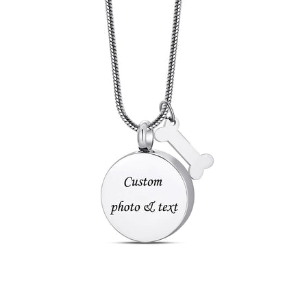 Stainless Steel Ashes Necklace – Custom Paw Print Cremation Keepsake Jewelry