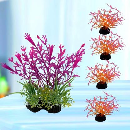 Fish Tank Plastic Plants – Simulation Aquarium Grass Ornaments (5PCS)