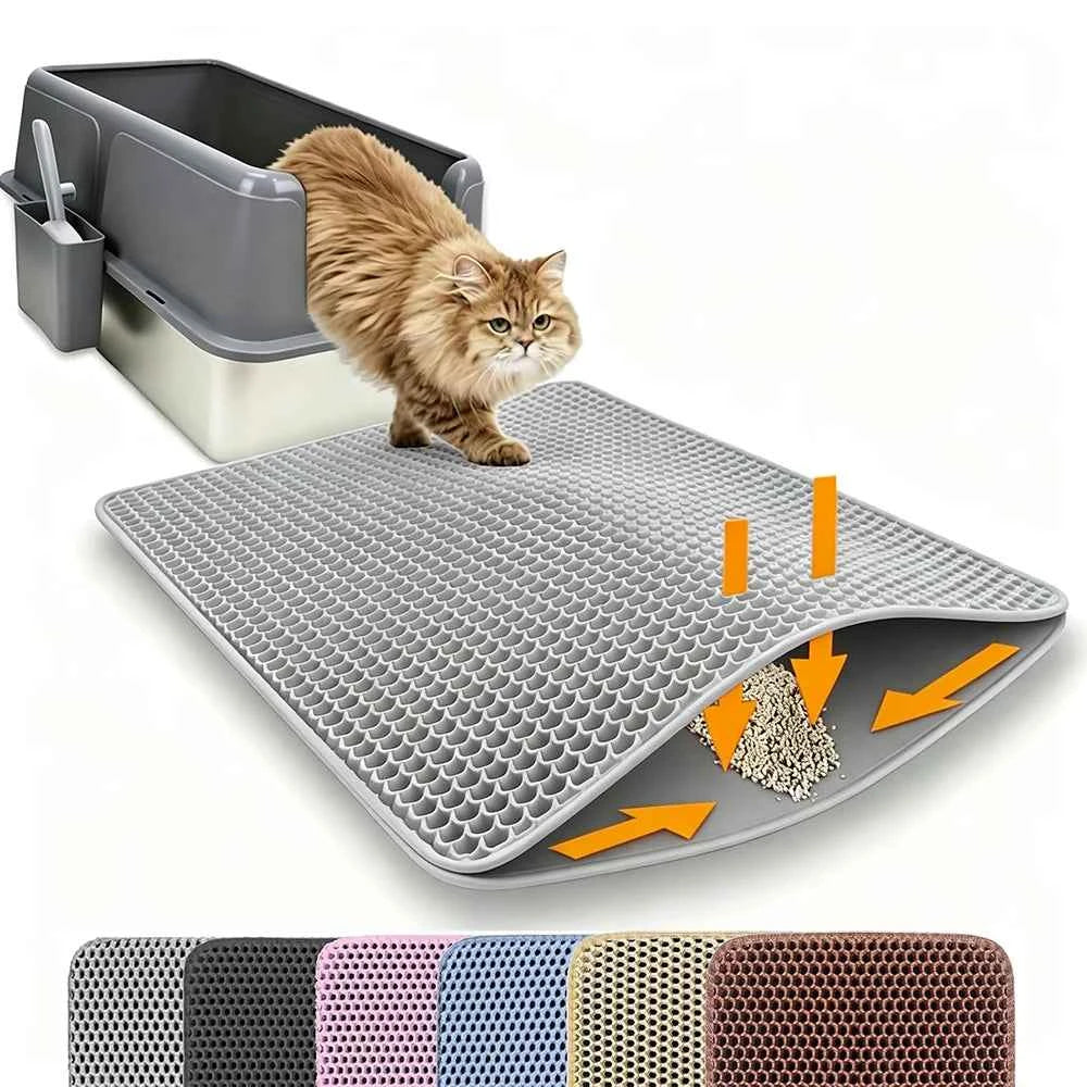 Cat Litter Mat Double Layer Pet Non Slip Big Pet Litter Box Filter MatWear Resistant Waterproof Anti-slip Cat Litter Mat