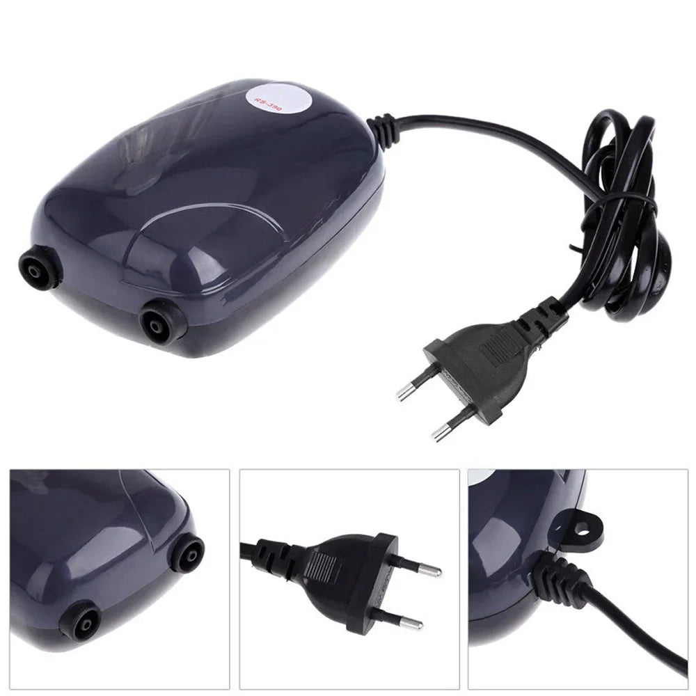 Quiet Fish Tank Air Pump – 3W/5W Aquarium Compressor with Dual Outlet